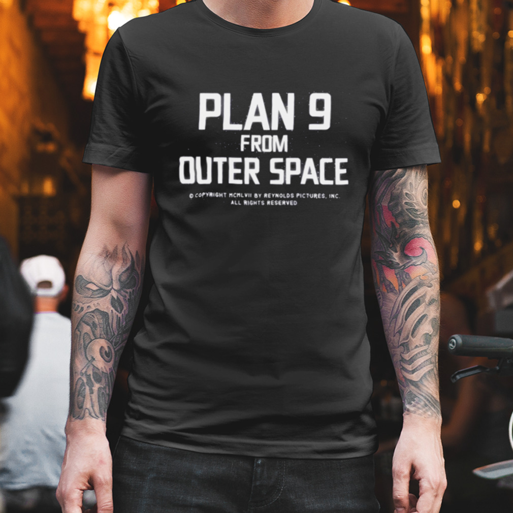 White Typo Design Plan 9 From Outer Space shirt