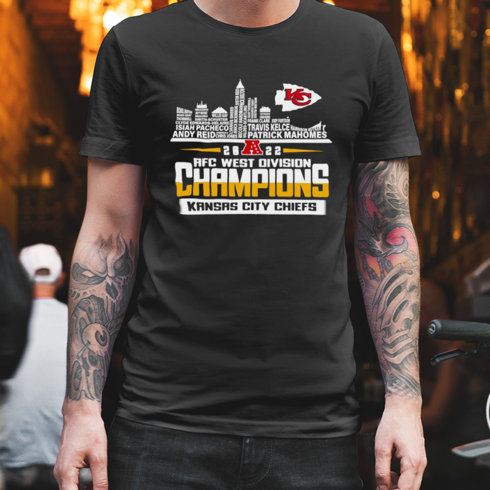 2023 Official Kansas City Chiefs 2022 AFC West Division Champions Players Name Skyline Men’s Shirt