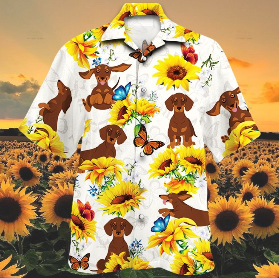 Dachshund Dog Lovers Sun Flower Hawaiian Shirt