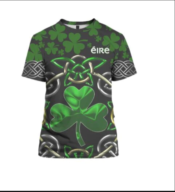 Irish Saint Patrick's Day Shamrock Celtic Cross T shirts All Over Print  For Men & Women  HT5748