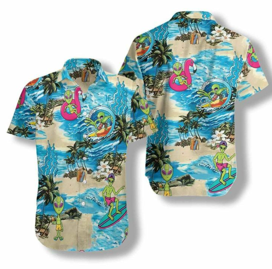 Alien On The Beach Hawaiian Shirt