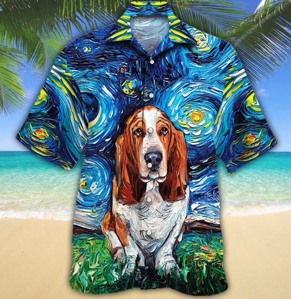 Basset Hound Dog Lovers Night Hawaiian Shirt