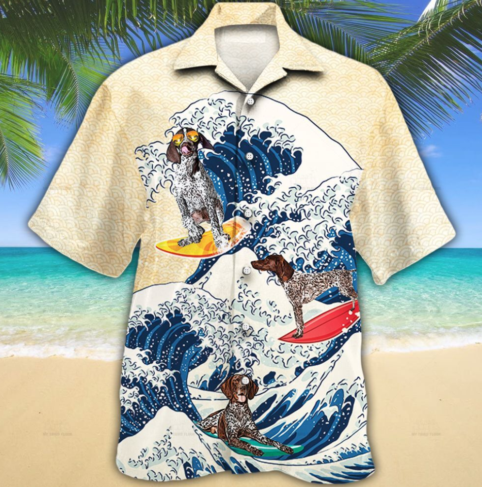 German Shorthaired Pointer Dog Lovers Wave Hawaiian Shirt