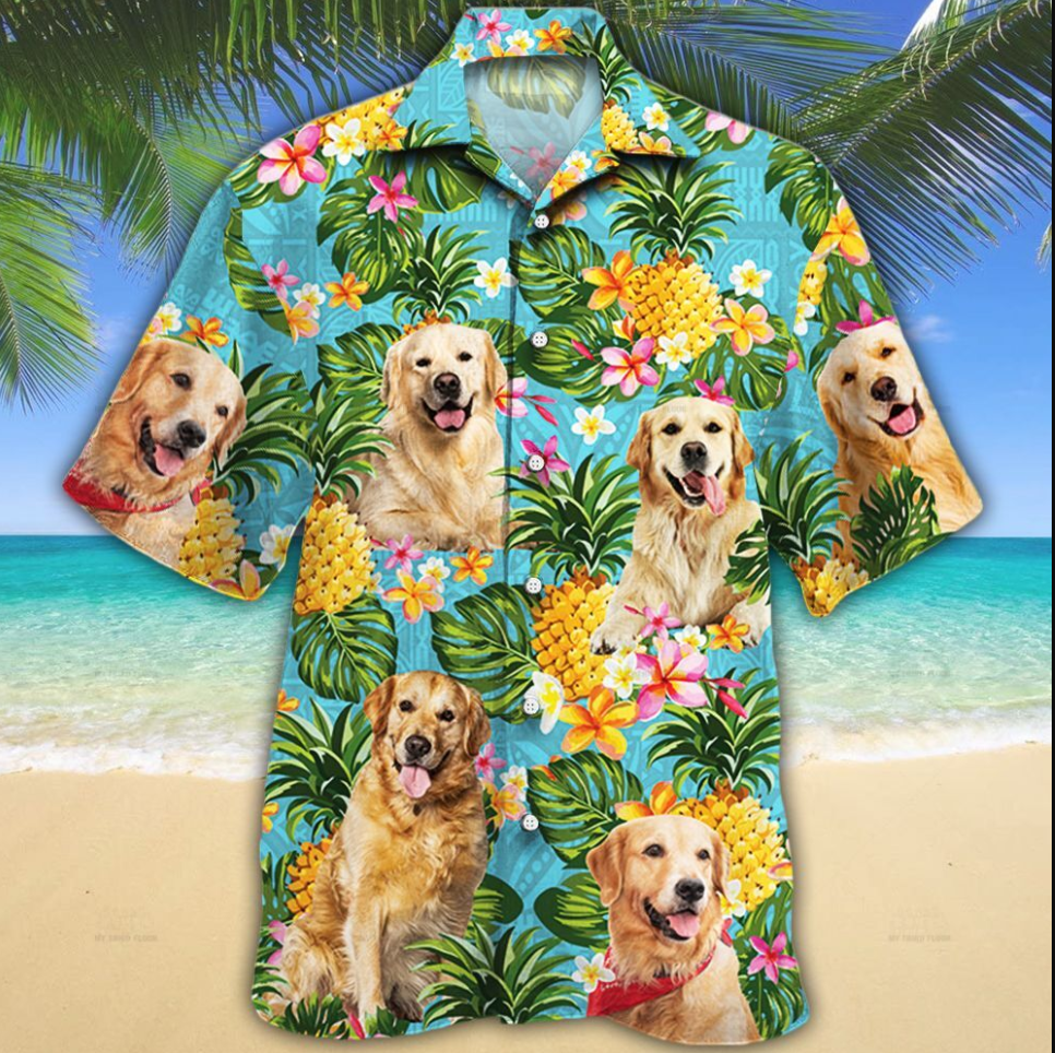 Golden Retriever Dog Lovers Pineapple Hawaiian Shirt