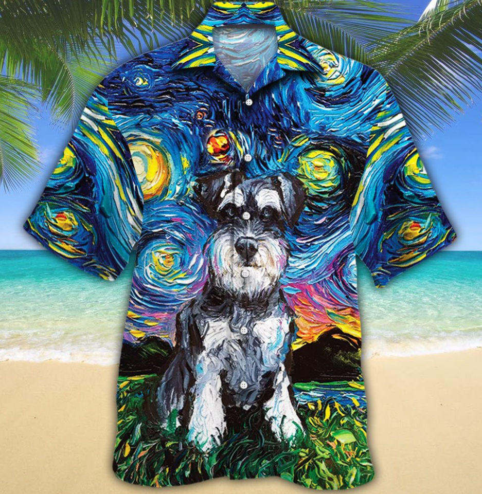 Miniature Schnauzer Dog Lovers Night Hawaiian Shirt
