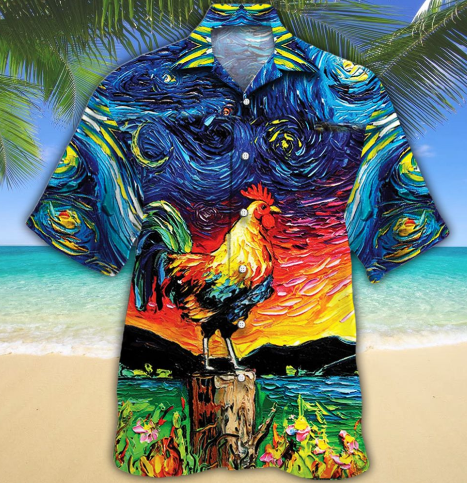 Rooster Lovers Night Hawaiian Shirt
