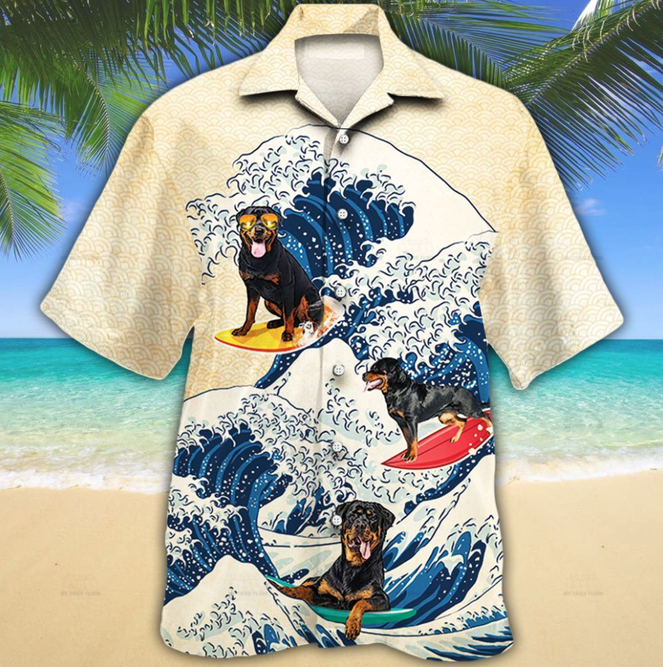 Rottweiler Dog Lovers Wave Hawaiian Shirt