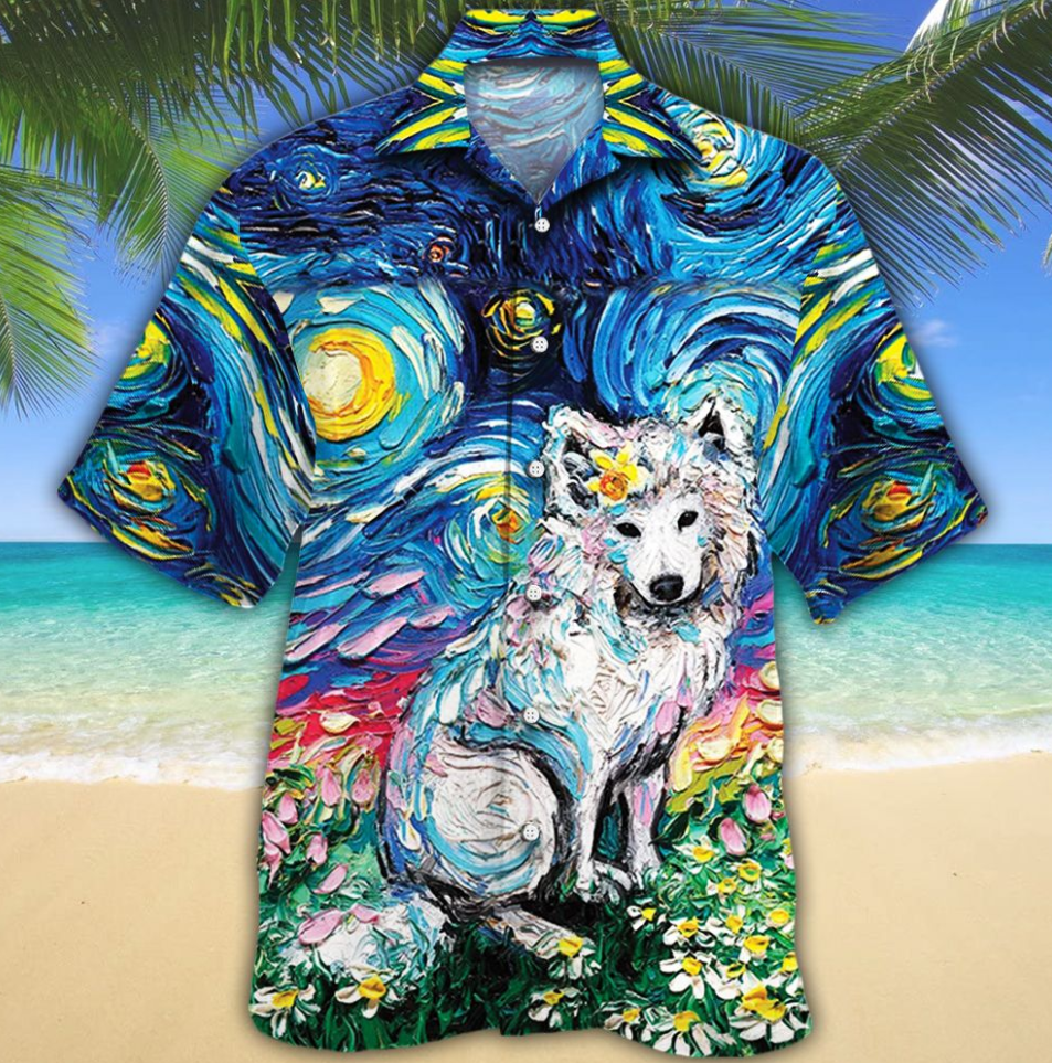 Samoyed Dog Lovers Night Hawaiian Shirt