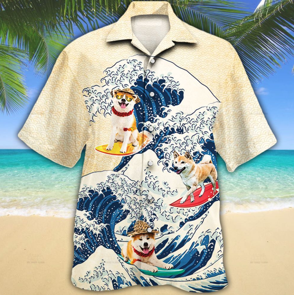 Shiba Inu Dog Lovers Wave Hawaiian Shirt