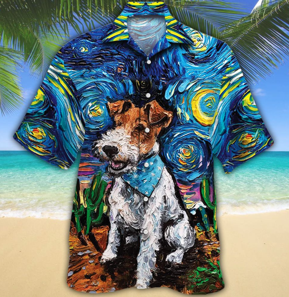Wire Fox Terrier Dog Lovers Night Hawaiian Shirt