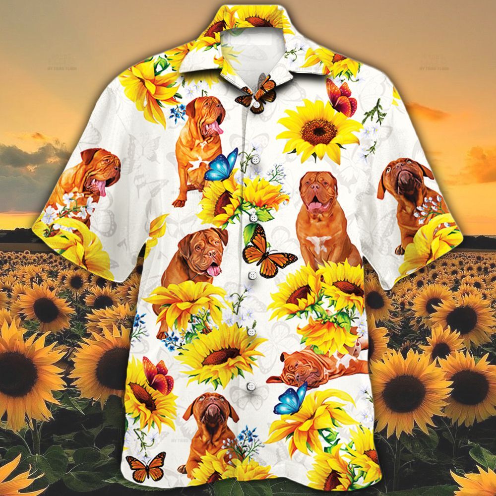 Dogue De Bordeaux Dog Lovers Sun Flower Hawaiian Shirt