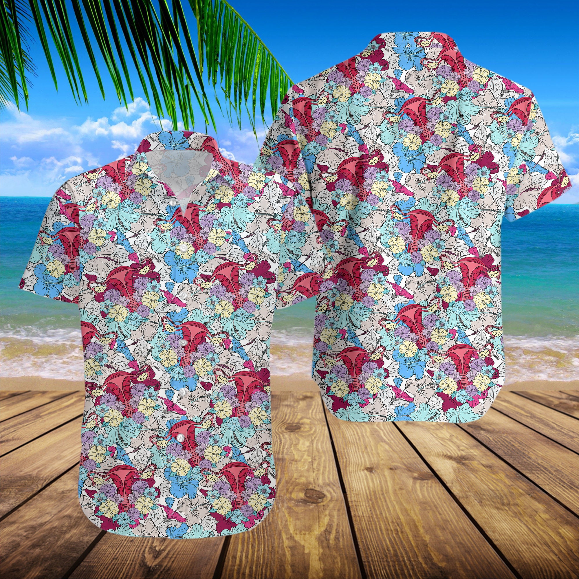 Mind Your Own Uterus Flower Women’s Rights Pro Choice Summer Hawaiian Shirt
