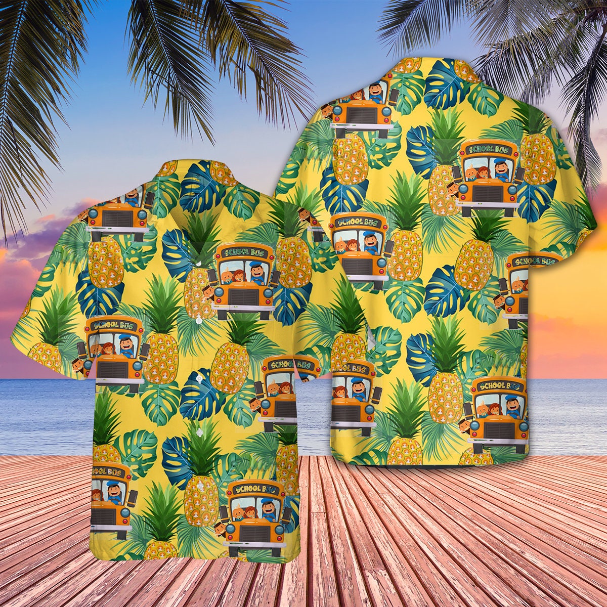 School Bus Driver Beach Holiday Unisex Summer Hawaiian Shirts