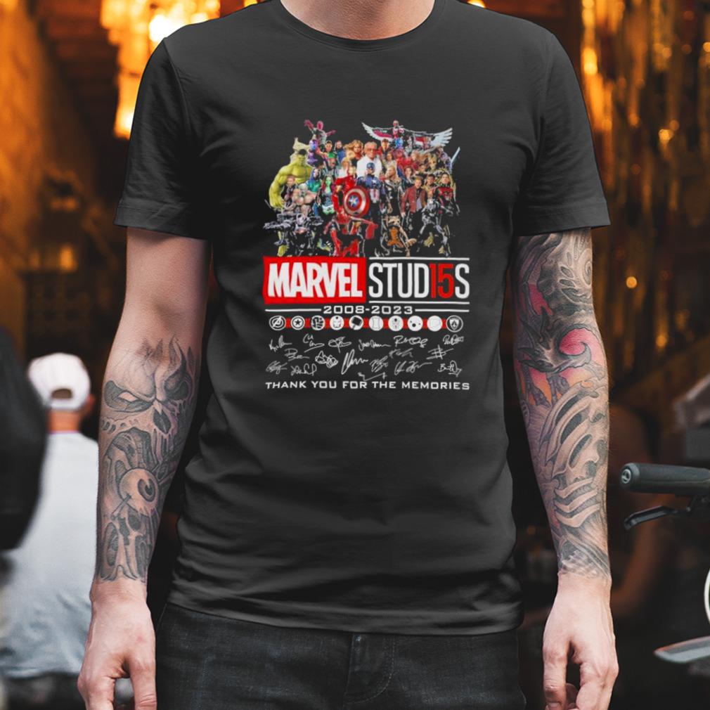 15 years of 2008 – 2023 Marvel Studio thank you for the memories signatures shirt