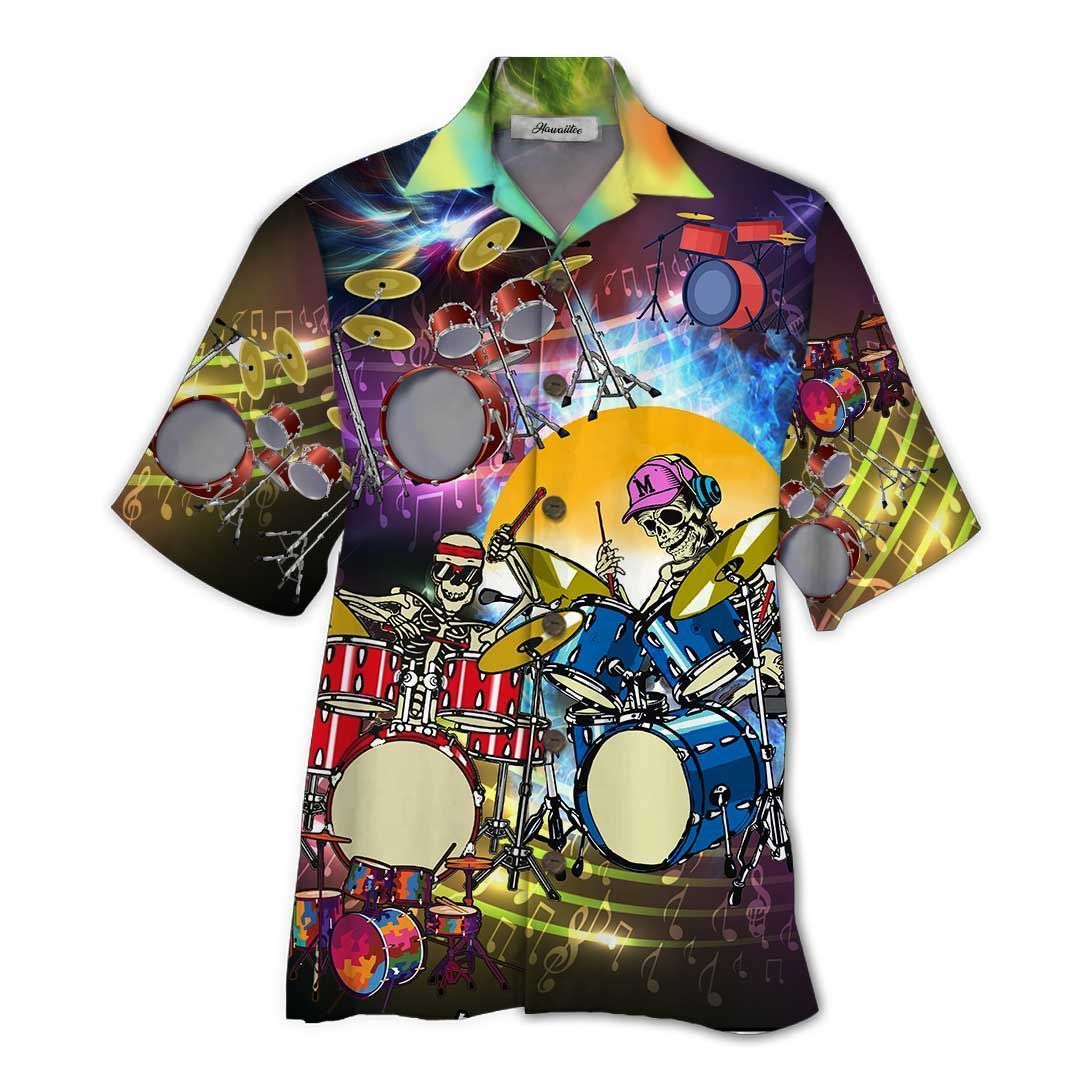 Drum Skull Colorful Unique Design Unisex Hawaiian Shirt For Men And Women Dhc17062173