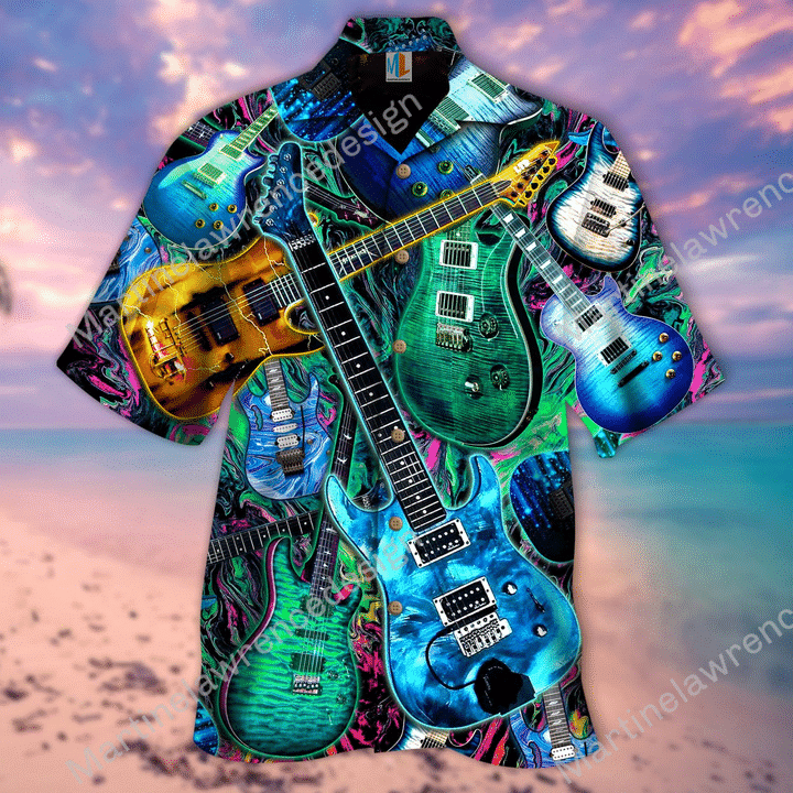 Music Is What Feelings Sound Like Guitar  Blue Awesome Design Unisex Hawaiian Shirt For Men And Women Dhc17062423