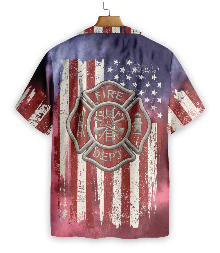 American Flag Fire Dept Firefighter Hawaiian Shirt