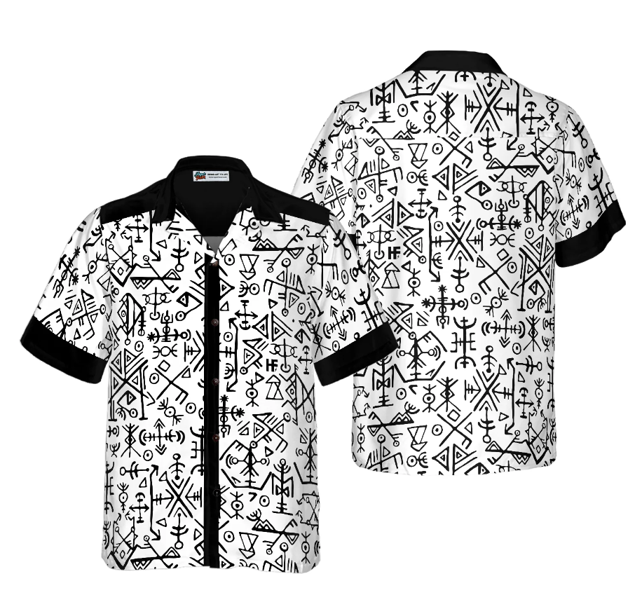 Ancient Viking Seamless Pattern Hawaiian Shirt