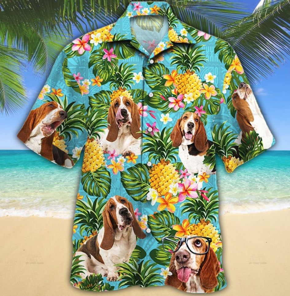 Basset Hound Dog Lovers Pineapple Hawaiian Shirt