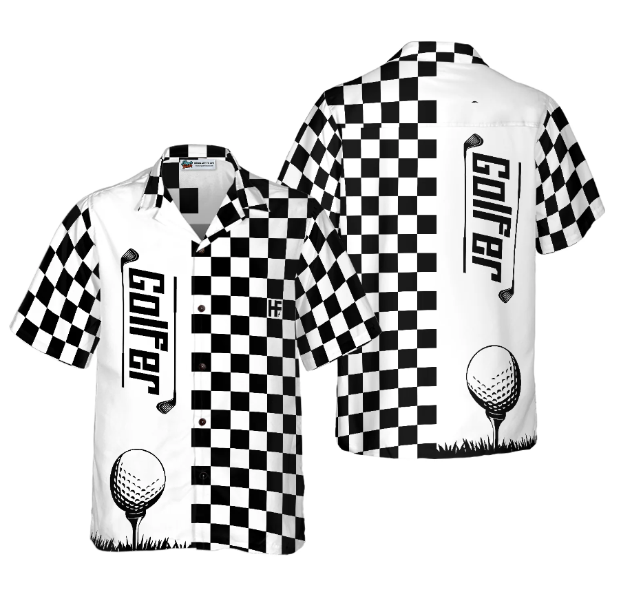 Checkerboard Style Golfer Hawaiian Shirt