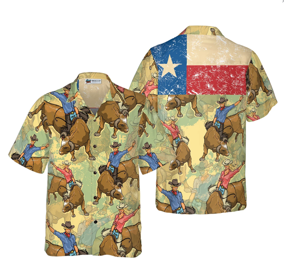 Rodeo Texas Flag Hawaiian Shirt