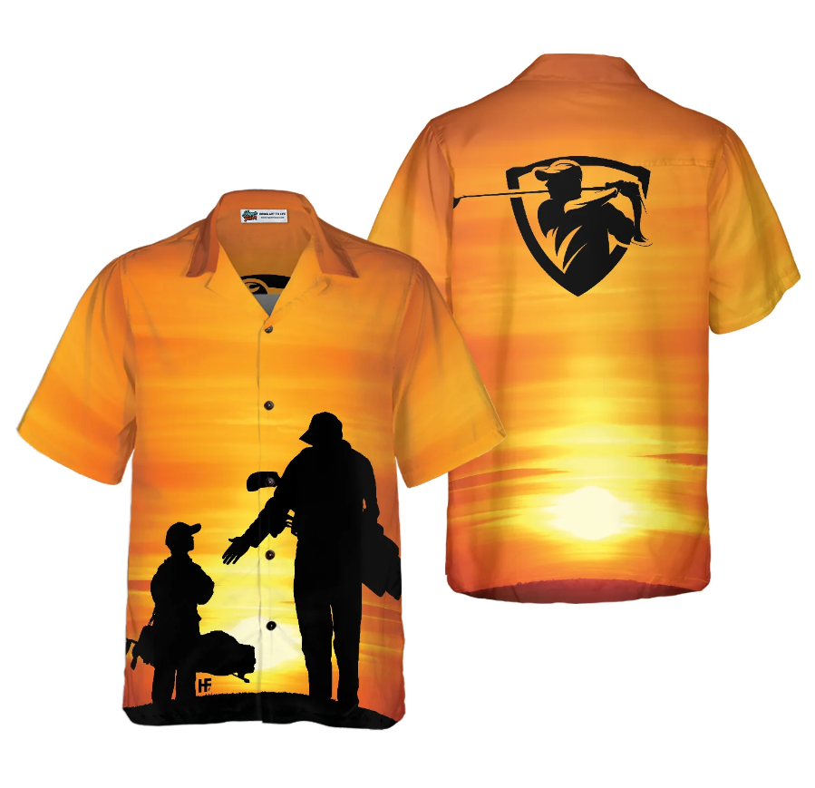Son And Dad Playing Golf Hawaiian Shirt