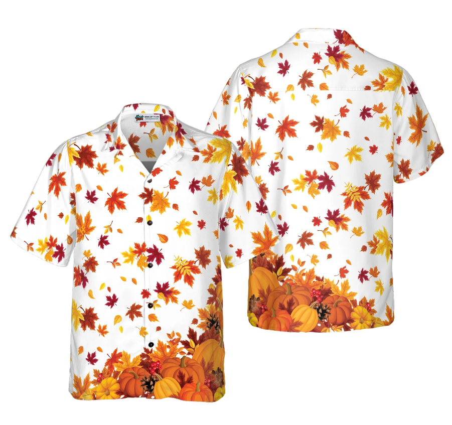 Thanksgiving Pumpkins And Autumn Leaves Hawaiian Shirt