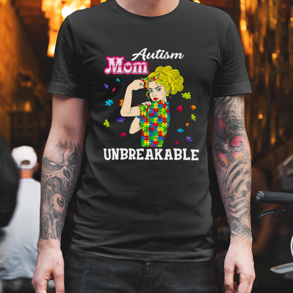 Unbreakable Autism Awareness Rainbow Ribbon Autism Mom shirt