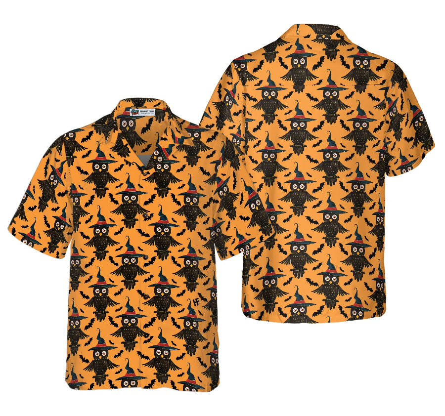 Owl Halloween Pattern Shirt For Men Hawaiian Shirt
