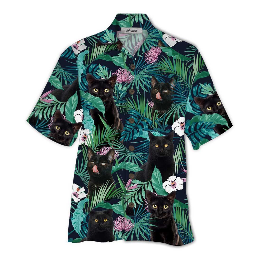 Black Cat Blue Awesome Design Unisex Hawaiian Shirt For Men And Women Dhc17062357