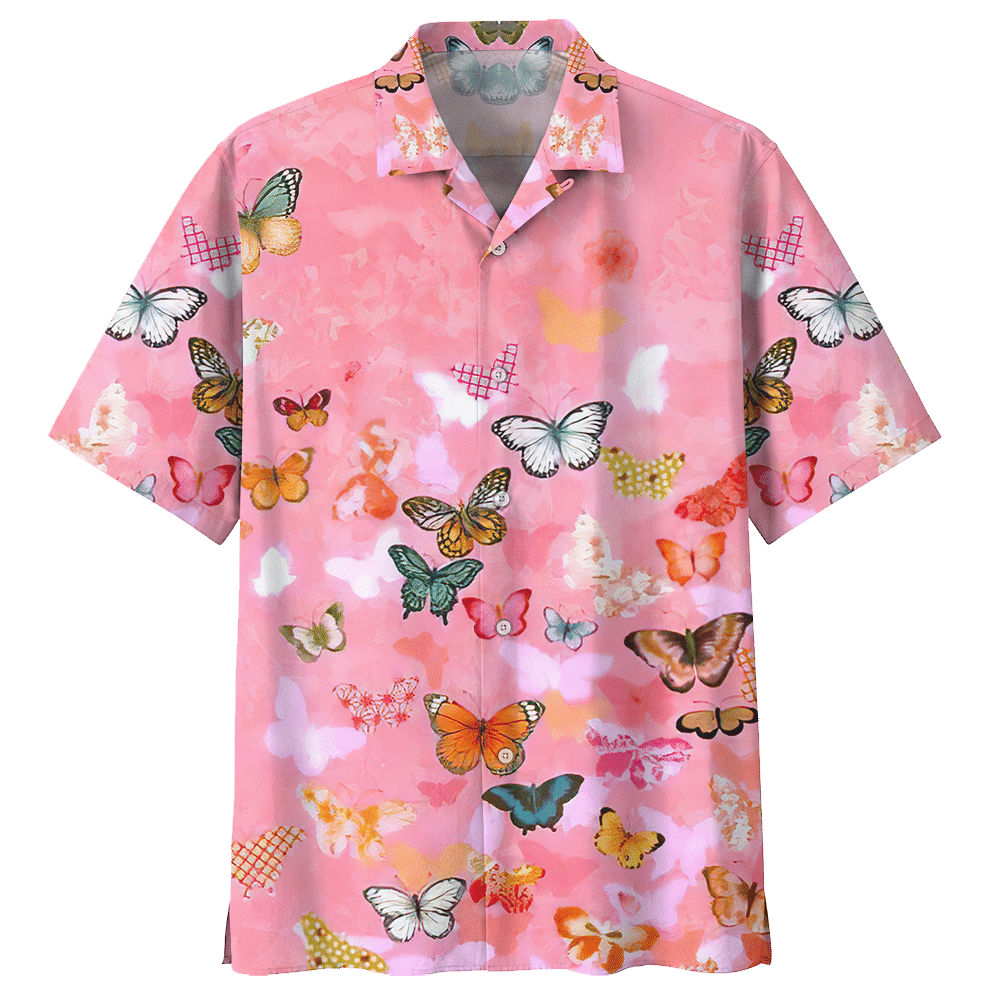 Butterfly Pink High Quality Unisex Hawaiian Shirt For Men And Women Dhc17063123