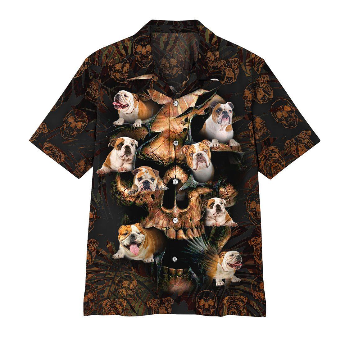 3d Bulldog Skull Hawaiian Shirt For Men Women Adult