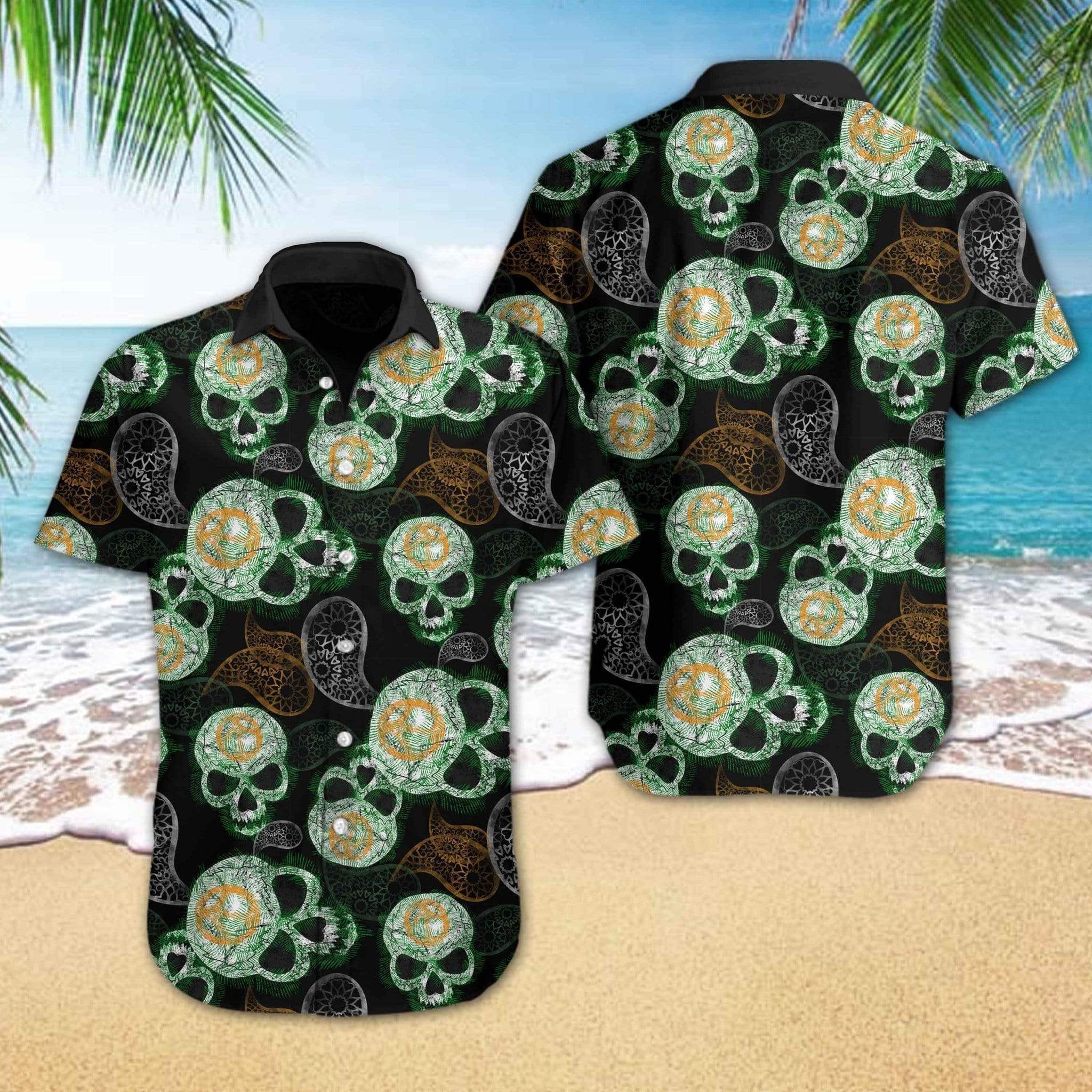 Beach Shirt Discover Cool Hawaiian Aloha Shirts Skull Paisley