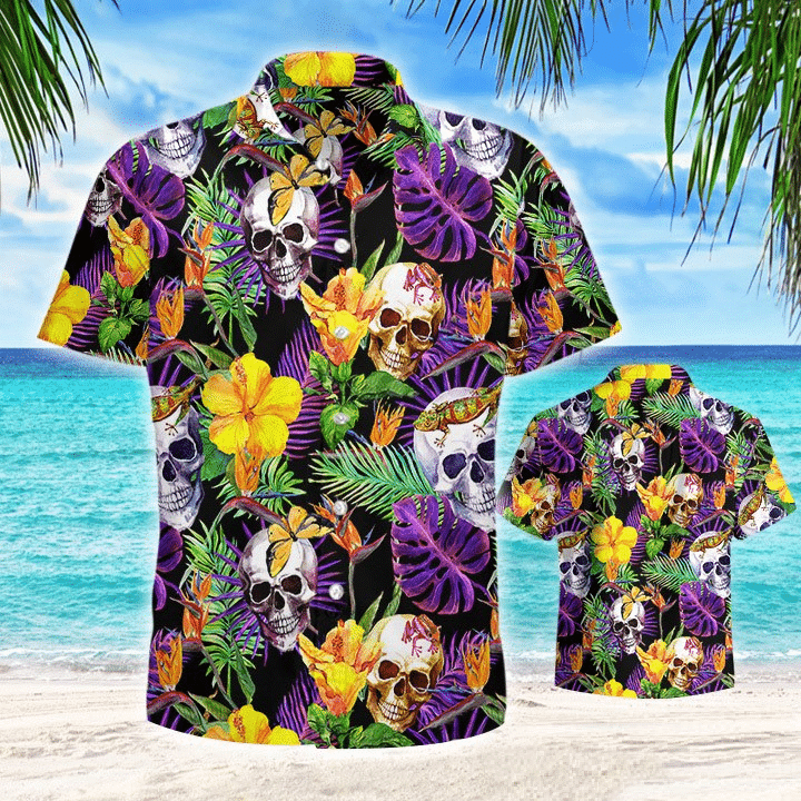 Beach Shirt Discover Cool Skull Tropical Hawaiian Shirt