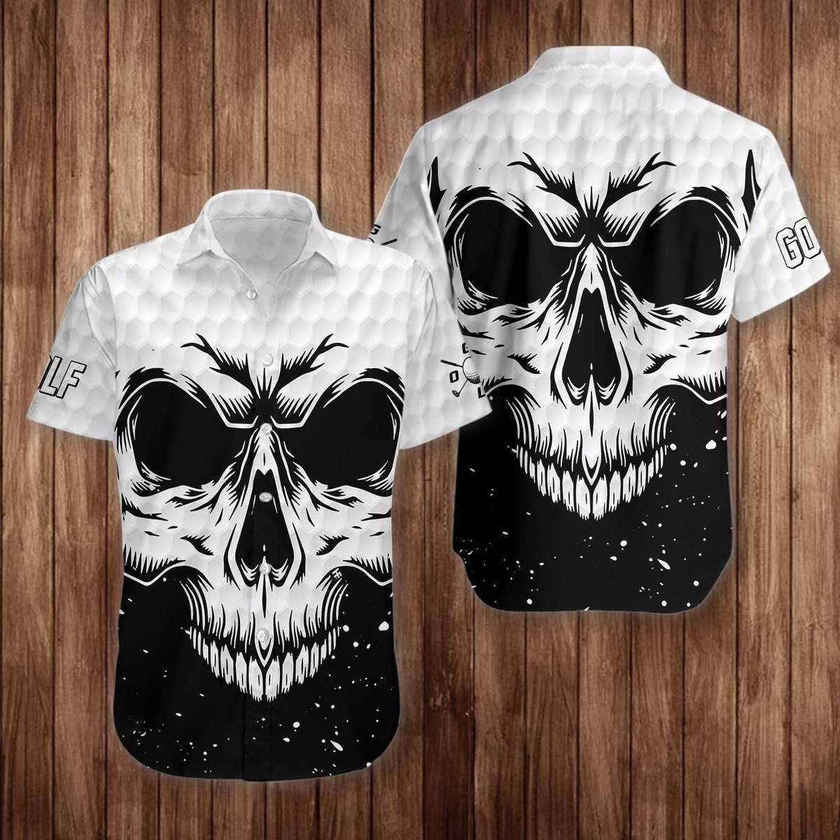 Beach Shirt Get Here White Skull Golf Unisex Hawaiian Shirt