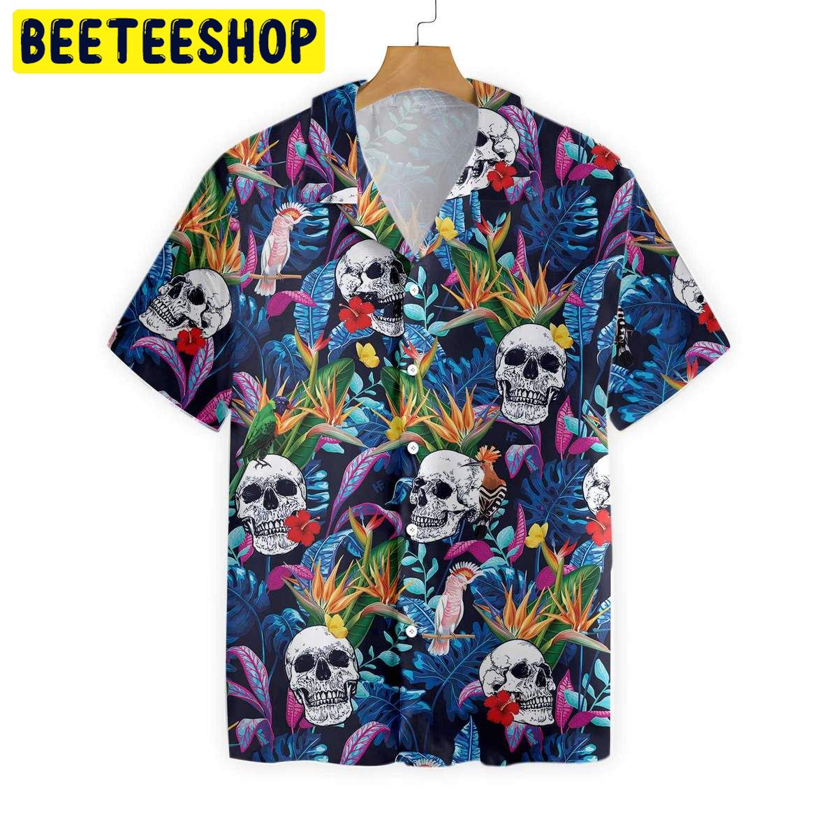 Colorful Tropical Forest And Skull Trending Hawaiian Shirt-1