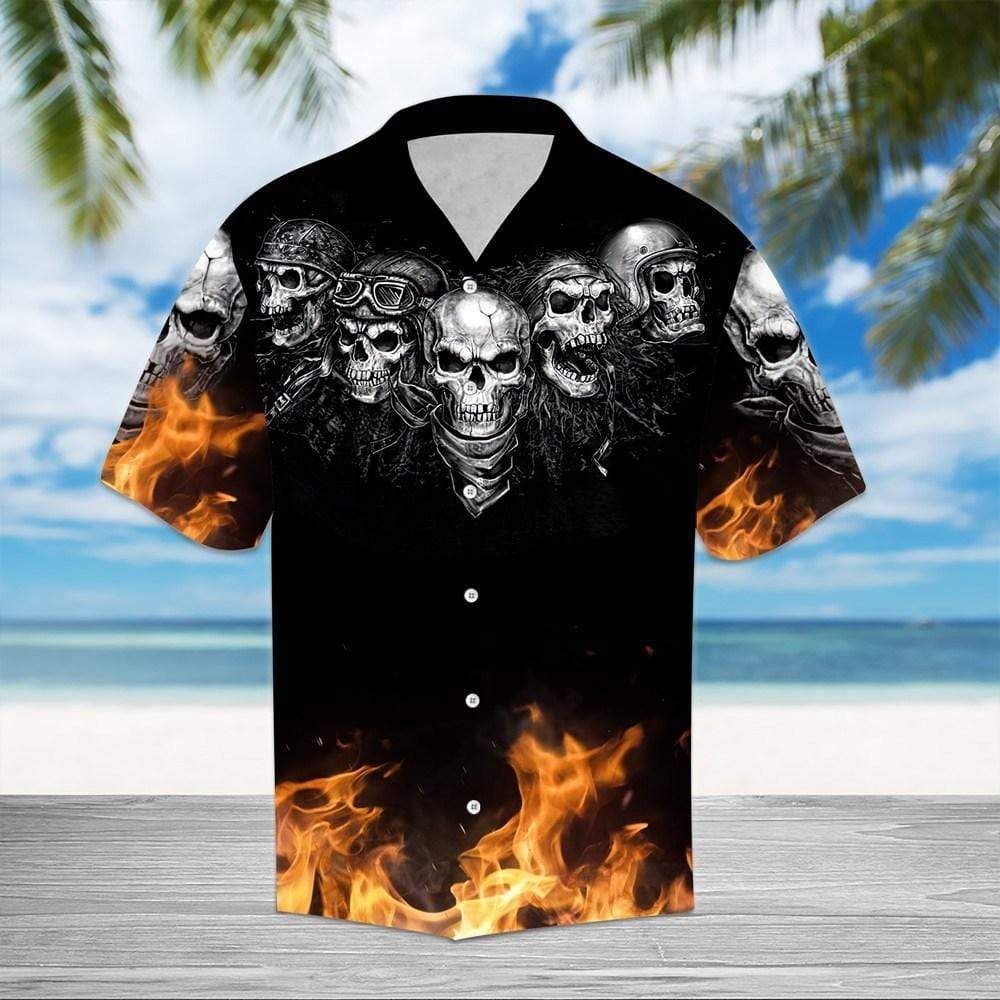 Felacia Hawaii Shirt Racing Skull Fire Hawaiian Aloha Shirts