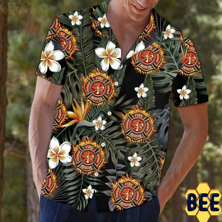Firefighter Tropical Trending Hawaiian Shirt-1