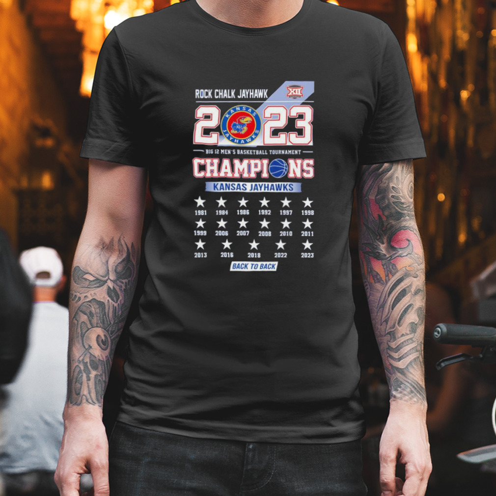 Rock Chalk Jayhawks 2023 Big 12 Men’s Basketball Tournament Champions Kansas Jayhawks Back To Back shirt
