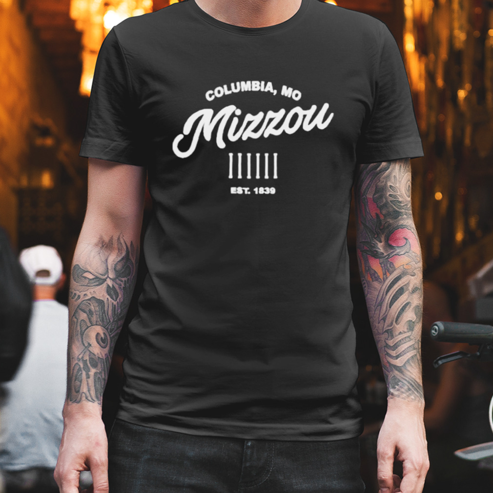 Mizzou tigers mizzou script columns grey shirt