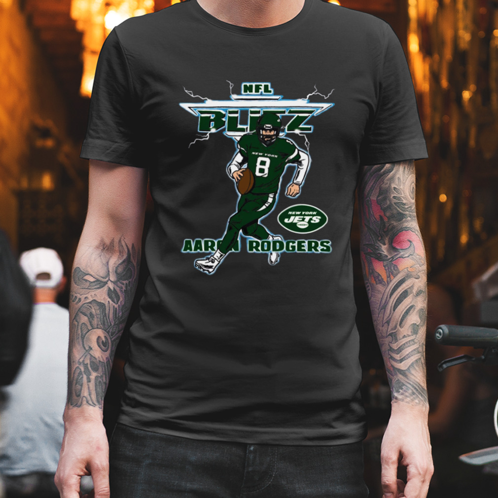 Men's Homage Aaron Rodgers Charcoal New York Jets Blitz Graphic T-Shirt