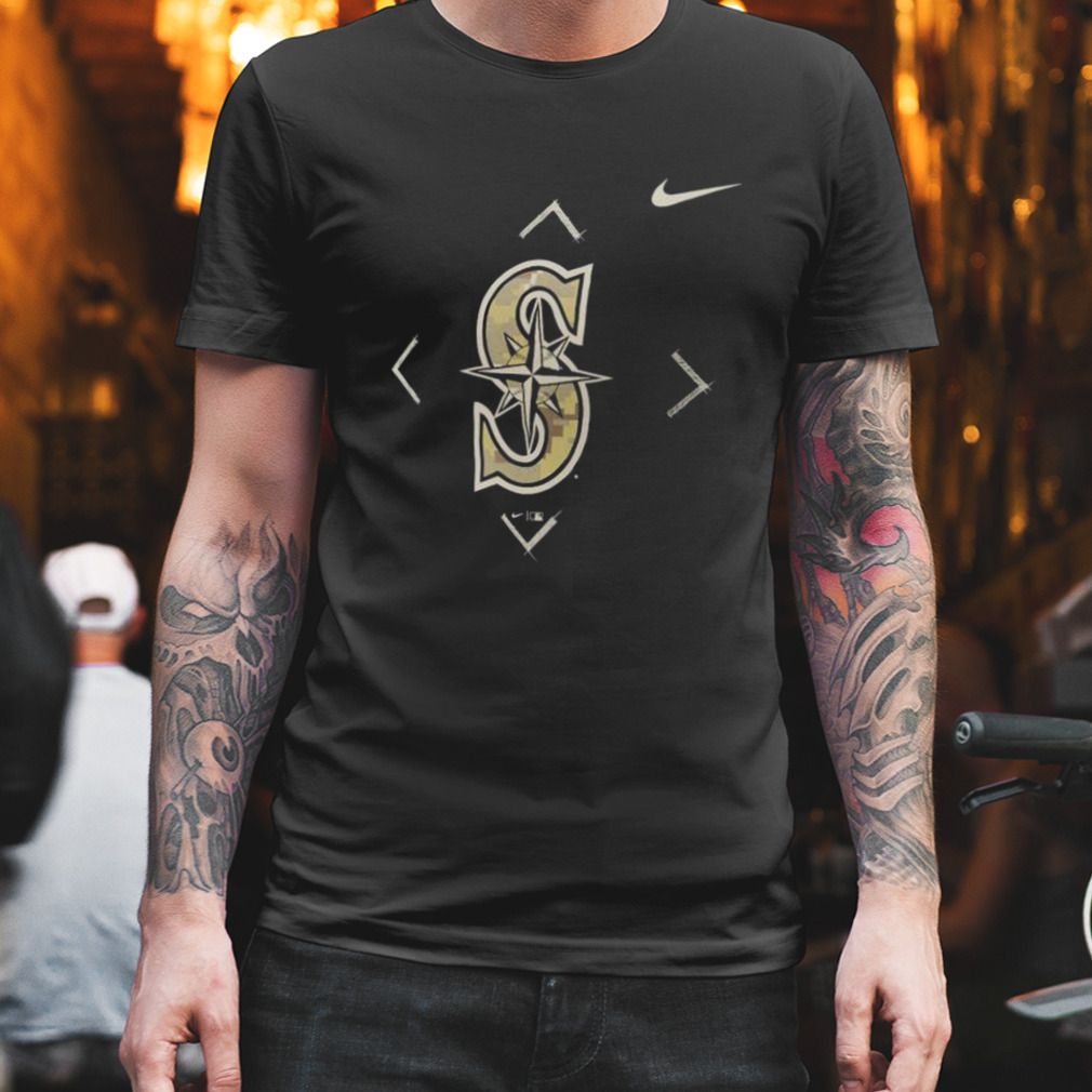 Men's Nike Black Seattle Mariners Camo Logo T-Shirt