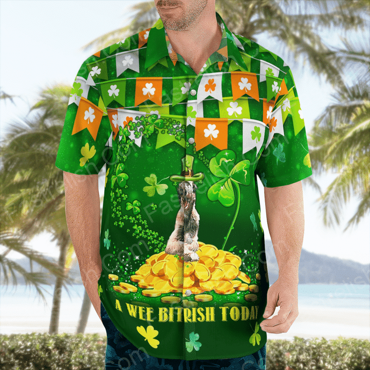 A Wee Bit Irish Today Funny Wolfhound Dog Happy Saint Patrick Day Aloha Hawaiian Shirts