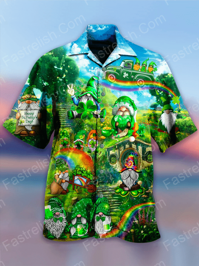 Amazing Irish Gnomes So Cute On St Patrick Day Green Aloha Hawaiian Shirt