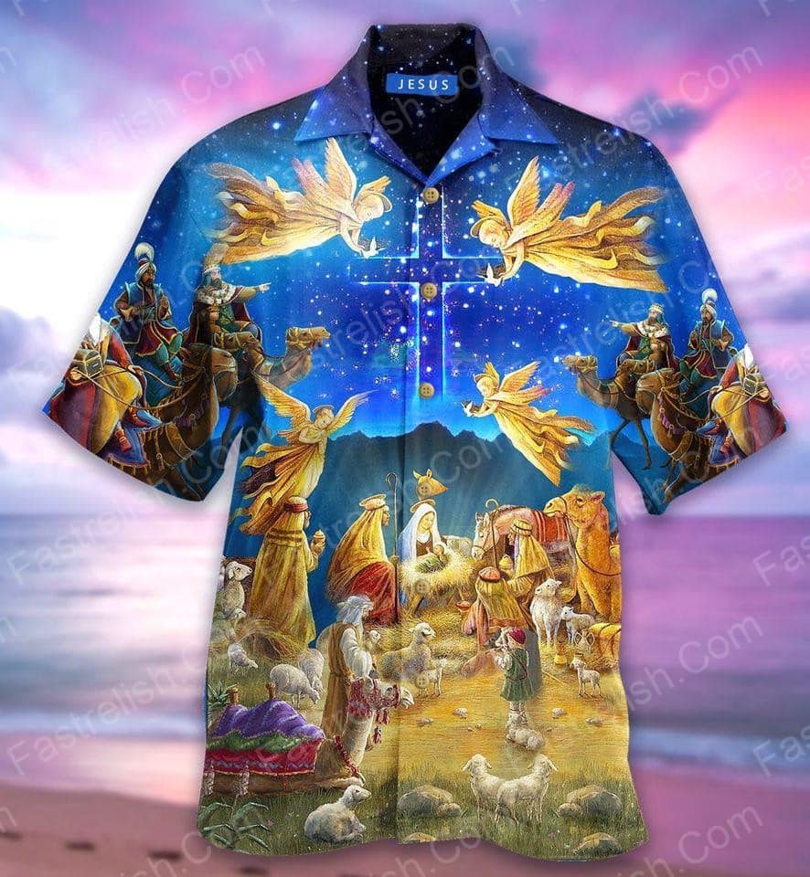 Amazing Jesus Was Born Aloha Hawaiian Shirts