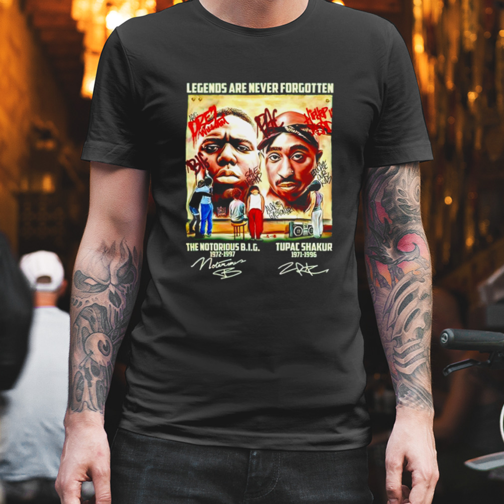 Legend are never forgotten Notorious B.I.G 1972 – 1997 and Tupac Shakur 1971 – 1996 signature shirt
