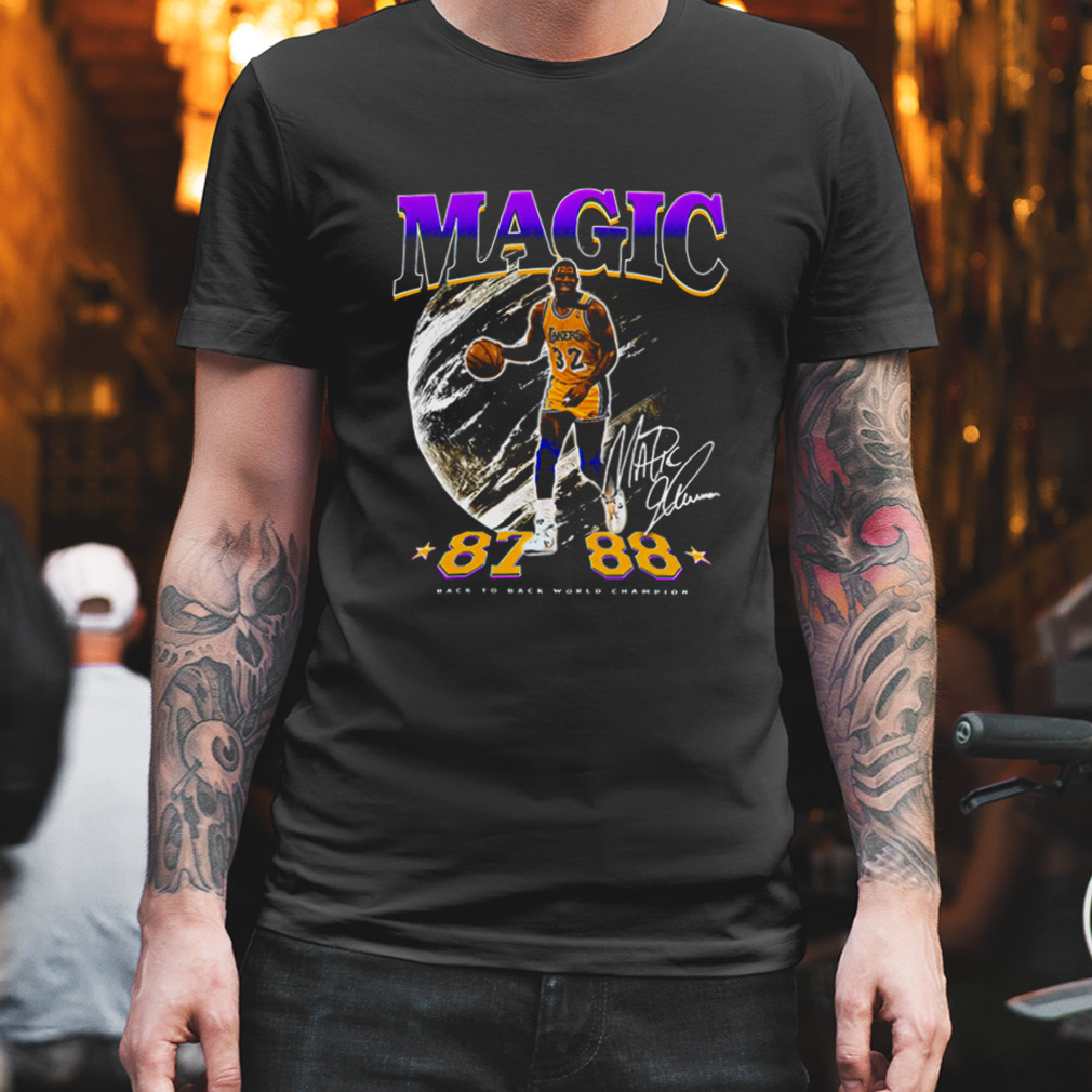Magic Johnson back to back world champion shirts