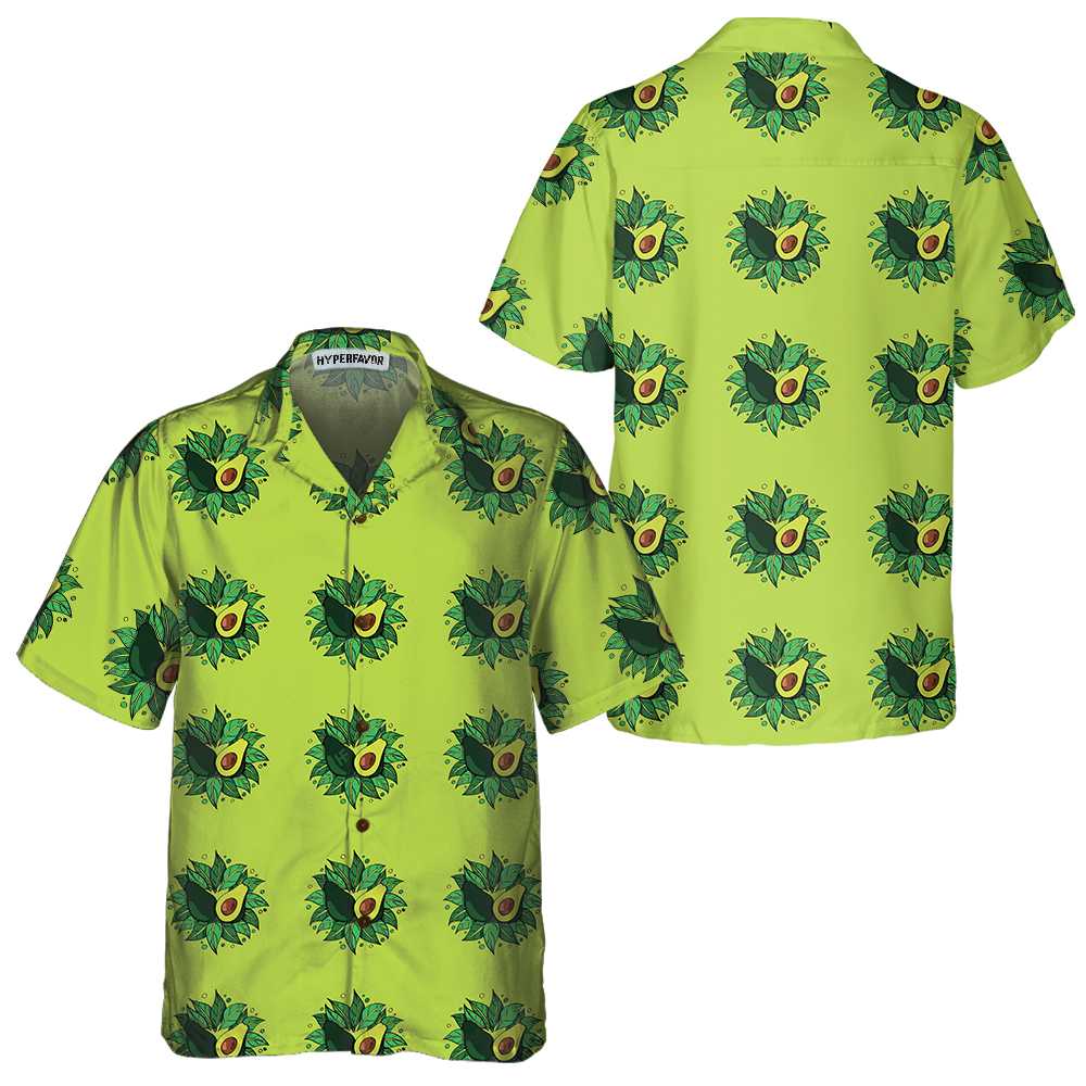 Avocado On Light Green Hawaiian Shirt, Funny Avocado Shirt, Short Sleeve Avocado