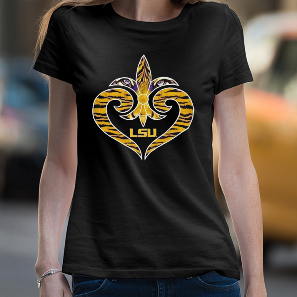 Fleur de lis heart fanprint lsu tigers Shirt