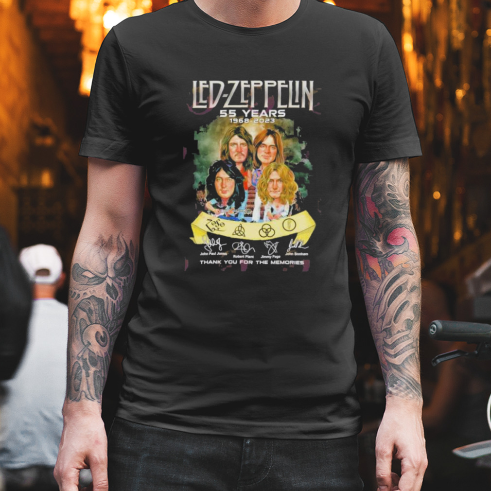 led Zeppelin 55 Years 1968 -2023 Signature Thank You For The Memories T-Shirt